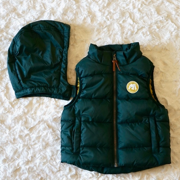 H&M Kids Green removable Hooded Puffed Vest 3/4T - Picture 5 of 11